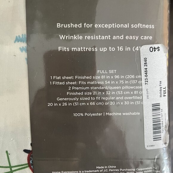 Home Expressions Microfiber Full Set Fox Forest‎ Sheets Pillowcase Child NEW - Picture 4 of 4